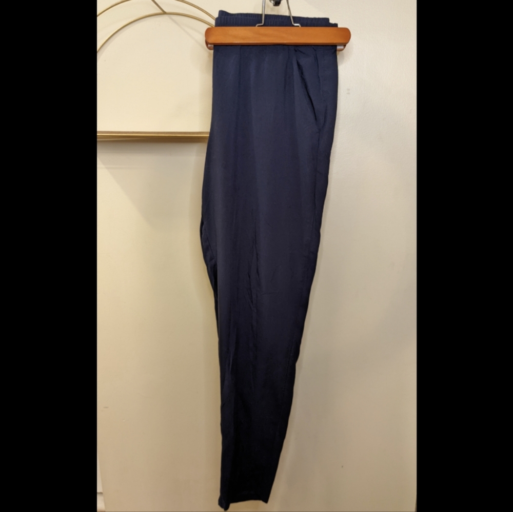Navy Linen Straight Leg Pants | 10